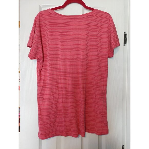 Jones New York Sport Pink Striped V Neck T-Shirt L - Picture 3 of 3